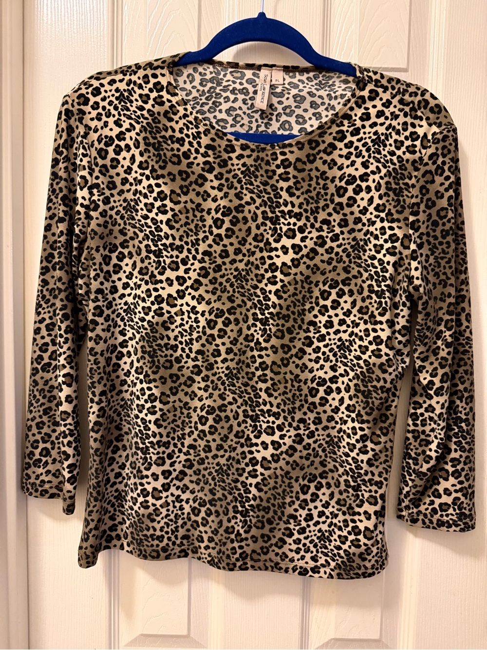 Susan Lawrence Leopard Print Long Sleeve Top - Beige & Black